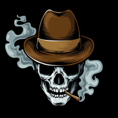 Fototapeta mafia skull smoke vector logo obraz