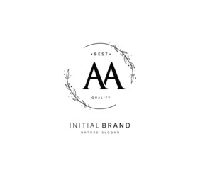A AA Beauty vector initial logo, handwriting logo of initial signature, wedding, fashion, jewerly, boutique, floral and botanical with creative template for any company or business.