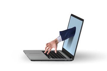 Hacker man trying to steal personal data