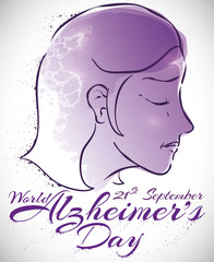 Woman Afflicted with Alzheimer's Disease Commemorating this Day in September, Vector Illustration