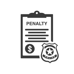 Penalty document icon in simple design. Vector illustration