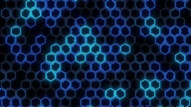 Abstract futuristic hexagon glowing neon surface, structure.