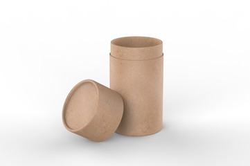 Blank Kraft Paper Push Up Tube Packaging For Branding. 3d render illustration.