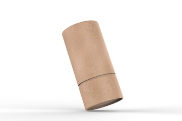 Blank Kraft Paper Push Up Tube Packaging For Branding. 3d render illustration.