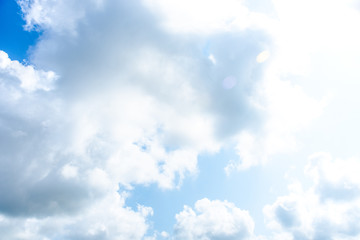 Nature Bright blue Sky with white clouds on blackground. Beautiful sky and clouds in the afternoon.