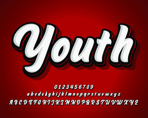 Youth style font and number