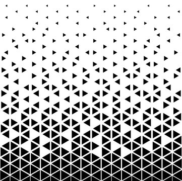 Halftone triangle abstract background. Black and white vector pattern.