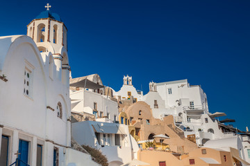 Naklejka premium Traditional architecture of the churches of the Oia City in Santorini Island