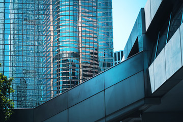 Fototapeta na wymiar Modern office building close up in Hong Kong