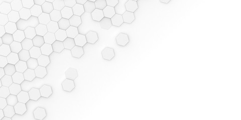 Bright white abstract hexagon wallpaper or background - 3d render - obrazy, fototapety, plakaty