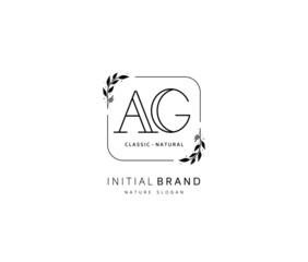 A G AG Beauty vector initial logo, handwriting logo of initial signature, wedding, fashion, jewerly, boutique, floral and botanical with creative template for any company or business.