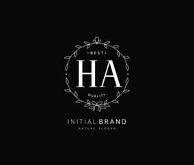 H A HA Beauty vector initial logo, handwriting logo of initial signature, wedding, fashion, jewerly, boutique, floral and botanical with creative template for any company or business.
