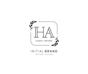 H A HA Beauty vector initial logo, handwriting logo of initial signature, wedding, fashion, jewerly, boutique, floral and botanical with creative template for any company or business.