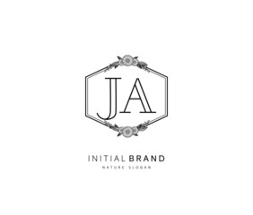 J A JA Beauty vector initial logo, handwriting logo of initial signature, wedding, fashion, jewerly, boutique, floral and botanical with creative template for any company or business.