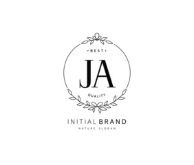 J A JA Beauty vector initial logo, handwriting logo of initial signature, wedding, fashion, jewerly, boutique, floral and botanical with creative template for any company or business.