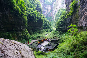 The Three Natural Bridges in Xiannushan Town .They lie within the Wulong Karst National Geology Park.UNESCO World Heritage 