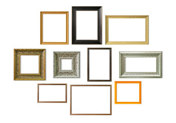 set of vintage frames isolated on white background