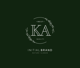 K A KA Beauty vector initial logo, handwriting logo of initial signature, wedding, fashion, jewerly, boutique, floral and botanical with creative template for any company or business.