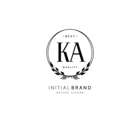K A KA Beauty vector initial logo, handwriting logo of initial signature, wedding, fashion, jewerly, boutique, floral and botanical with creative template for any company or business.