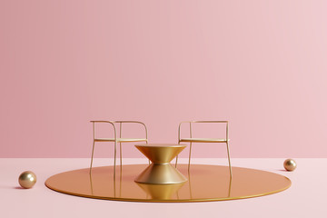 Creative design minimal scene on pink background. 3d rendering