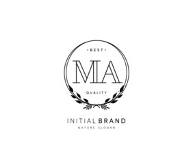 M A MA Beauty vector initial logo, handwriting logo of initial signature, wedding, fashion, jewerly, boutique, floral and botanical with creative template for any company or business.