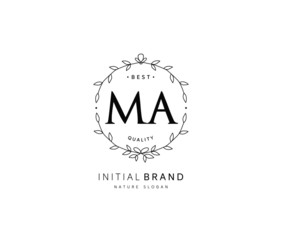 M A MA Beauty vector initial logo, handwriting logo of initial signature, wedding, fashion, jewerly, boutique, floral and botanical with creative template for any company or business.