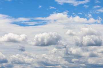 The vast blue sky background and white clouds