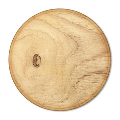 round wooden cutting board isolated on white background