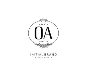 O A OA Beauty vector initial logo, handwriting logo of initial signature, wedding, fashion, jewerly, boutique, floral and botanical with creative template for any company or business.