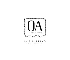 O A OA Beauty vector initial logo, handwriting logo of initial signature, wedding, fashion, jewerly, boutique, floral and botanical with creative template for any company or business.