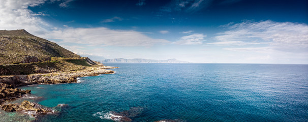 Seascape and mountain