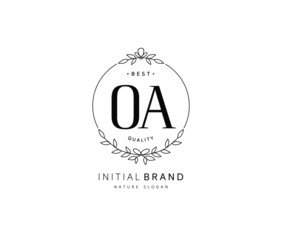 O A OA Beauty vector initial logo, handwriting logo of initial signature, wedding, fashion, jewerly, boutique, floral and botanical with creative template for any company or business.