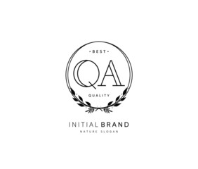 Q A QA Beauty vector initial logo, handwriting logo of initial signature, wedding, fashion, jewerly, boutique, floral and botanical with creative template for any company or business.