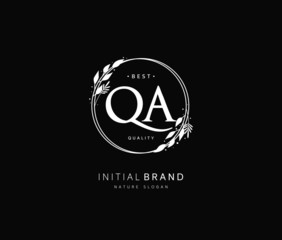 Q A QA Beauty vector initial logo, handwriting logo of initial signature, wedding, fashion, jewerly, boutique, floral and botanical with creative template for any company or business.