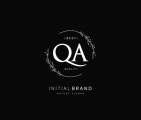 Q A QA Beauty vector initial logo, handwriting logo of initial signature, wedding, fashion, jewerly, boutique, floral and botanical with creative template for any company or business.