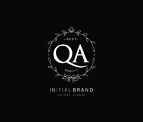 Q A QA Beauty vector initial logo, handwriting logo of initial signature, wedding, fashion, jewerly, boutique, floral and botanical with creative template for any company or business.
