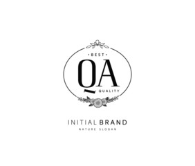 Q A QA Beauty vector initial logo, handwriting logo of initial signature, wedding, fashion, jewerly, boutique, floral and botanical with creative template for any company or business.