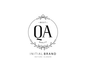 Q A QA Beauty vector initial logo, handwriting logo of initial signature, wedding, fashion, jewerly, boutique, floral and botanical with creative template for any company or business.