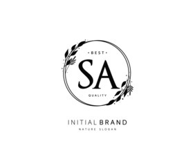 S A SA Beauty vector initial logo, handwriting logo of initial signature, wedding, fashion, jewerly, boutique, floral and botanical with creative template for any company or business. - obrazy, fototapety, plakaty
