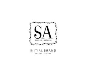 S A SA Beauty vector initial logo, handwriting logo of initial signature, wedding, fashion, jewerly, boutique, floral and botanical with creative template for any company or business.