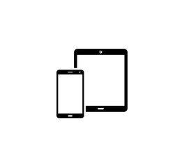 Tablet and smartphone icon isolated on white background.