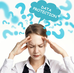 Business, technology, internet and network concept. The young entrepreneur comes up with an important idea: Data protection