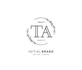 T A TA Beauty vector initial logo, handwriting logo of initial signature, wedding, fashion, jewerly, boutique, floral and botanical with creative template for any company or business.