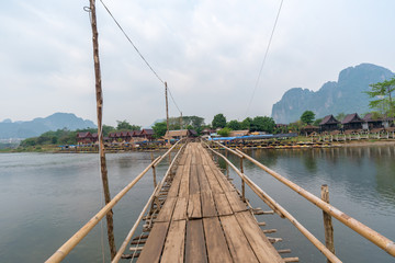  bridge over song river Landmark in Vang Vieng,Laos 