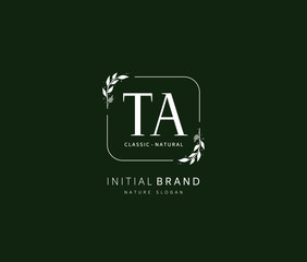 T A TA Beauty vector initial logo, handwriting logo of initial signature, wedding, fashion, jewerly, boutique, floral and botanical with creative template for any company or business.