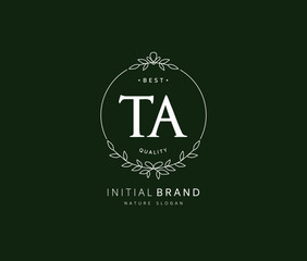 T A TA Beauty vector initial logo, handwriting logo of initial signature, wedding, fashion, jewerly, boutique, floral and botanical with creative template for any company or business.