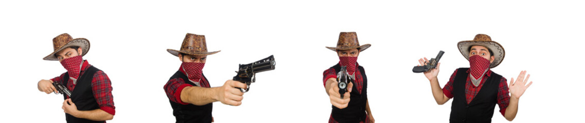 Young cowboy isolated on white