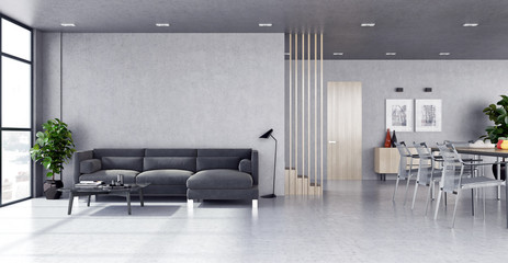Fototapeta premium large luxury modern bright interiors room illustration 3D rendering