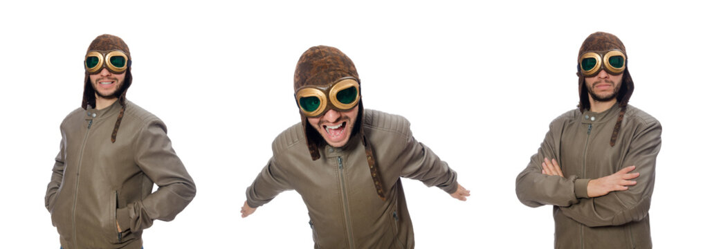 Funny pilot isolated on the white