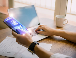 Woman buying shopping online purchase buy smart phone technology